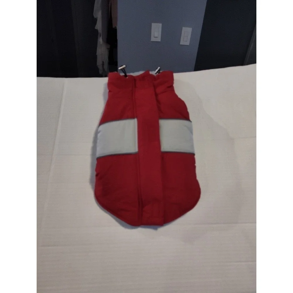 AOFITEE 2 in 1 Dog Coat Built-in harness Zip Jacket Grey Red Small‎ 17.3